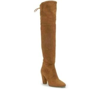 Vince Camuto Tapley Brown Over-the-Knee Boots Womens 8.5 Faux Suede Block Heel